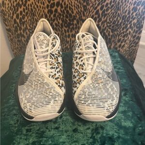 Nike Women's White, Black and Tan Leopard-Accent Athletic Sneakers NEW